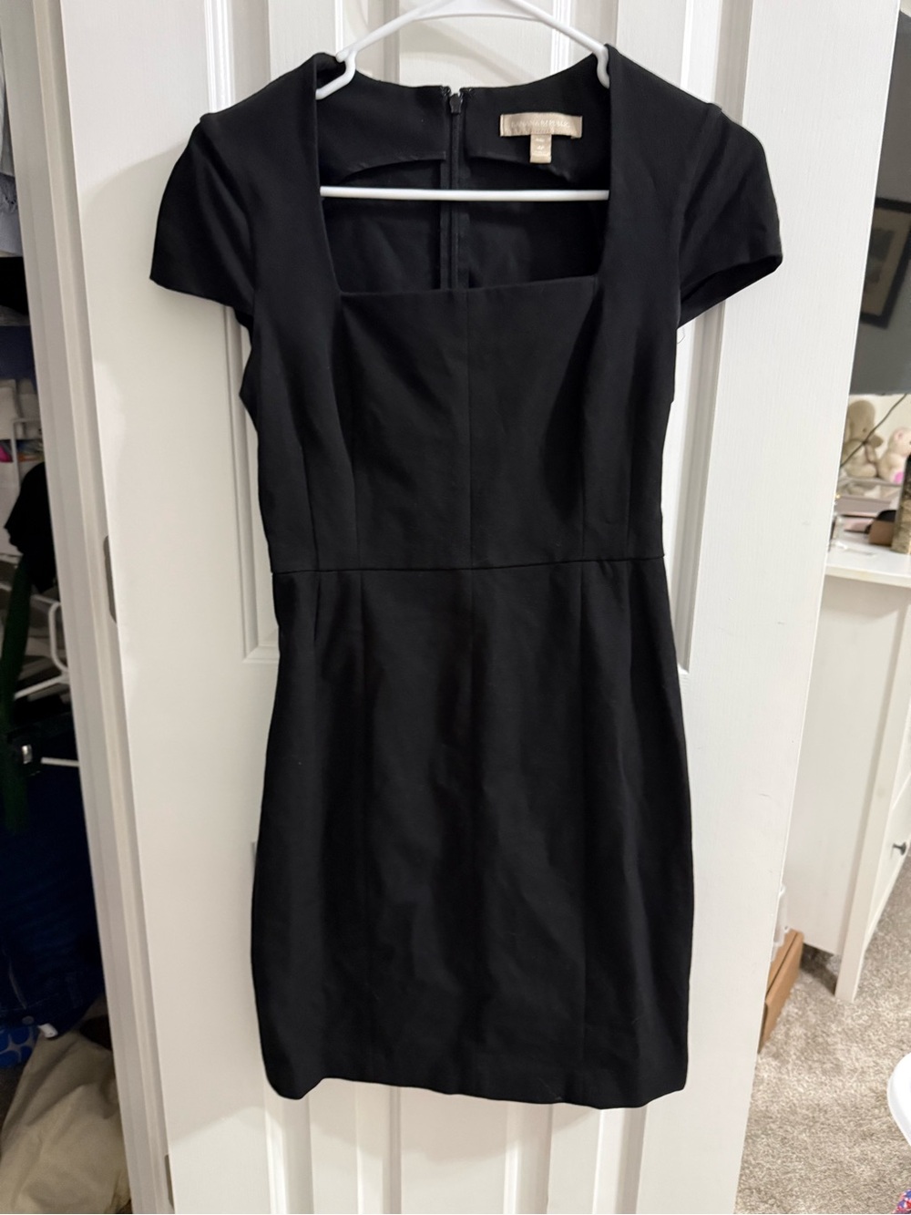 Banana Republic Black Short-Sleeve Square Neck Mini Dress